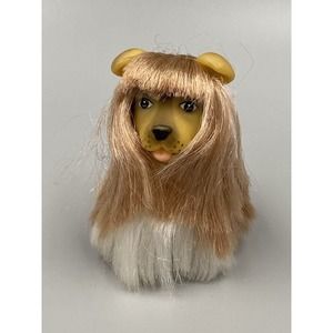 Vintage 1989 Cititoy Tan & White Long Haired Puppy Dog Figure 3”